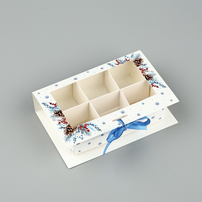 Коробка под 6 конфет с ячейками «С Новым годом!» 14.8 х 9.5 х 3.5 см, Новый год Коробка под 6 конфет с ячейками «С Новым годом!» 14.8 х 9.5 х 3.5 см, Новый год