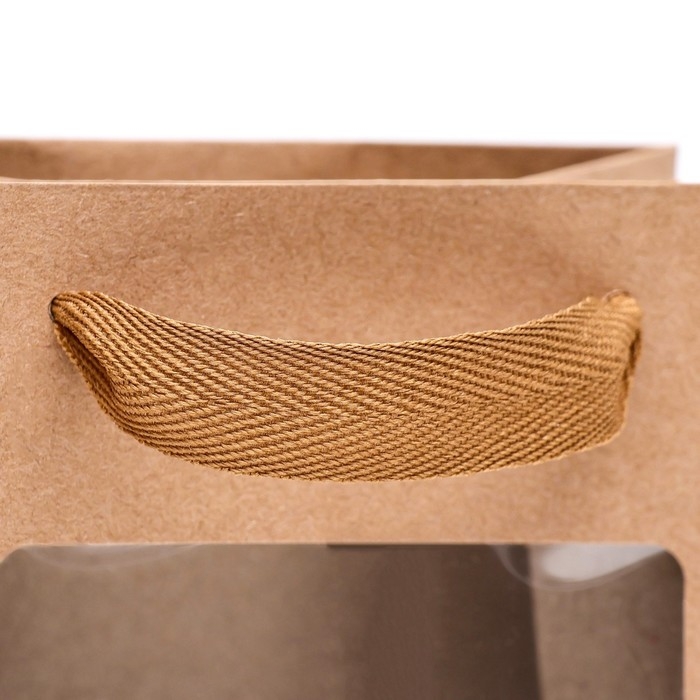 Пакет подарочный, с окном, 20 х 15 х 10 см, крафт, 1шт Пакет подарочный, с окном, 20 х 15 х 10 см, крафт, 1шт