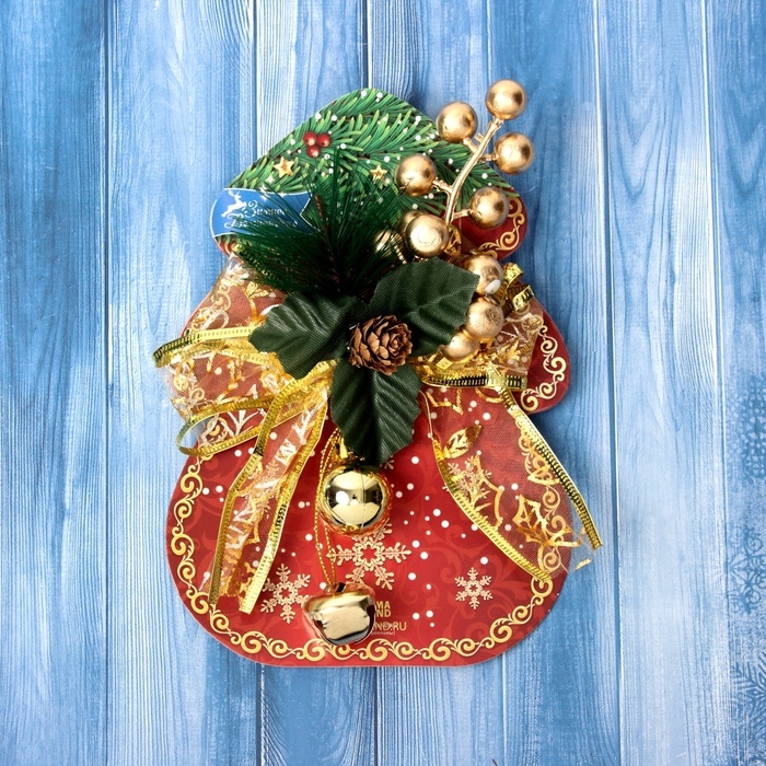 Украшение ёлочное Украшение ёлочное "Новогодний стиль" бант прозрачный, 16х12 см, золото