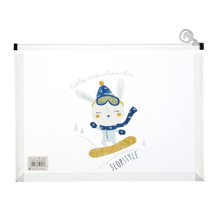 Папка-конверт на молнии формат А4, 180мкр, с рисунком Папка-конверт на молнии формат А4, 180мкр, с рисунком "Звери", МИКС