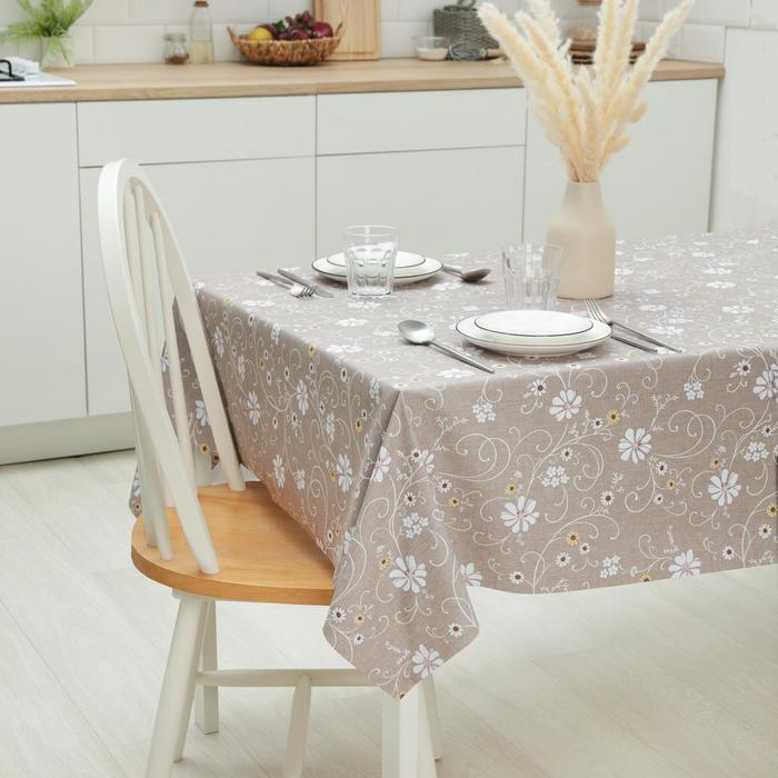 Клеёнка на стол «Ромашковое поле», на тканевой основе, ширина 137 см, рулон 20 метров, толщина 0,25 мм, цвет коричневый Клеёнка на стол «Ромашковое поле», на тканевой основе, ширина 137 см, рулон 20 метров, толщина 0,25 мм, цвет коричневый
