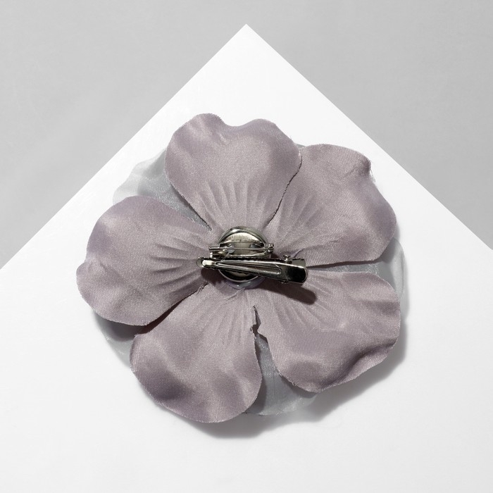 Брошь-заколка текстильная «Цветок» анютины глазки, цвет серый Брошь-заколка текстильная «Цветок» анютины глазки, цвет серый