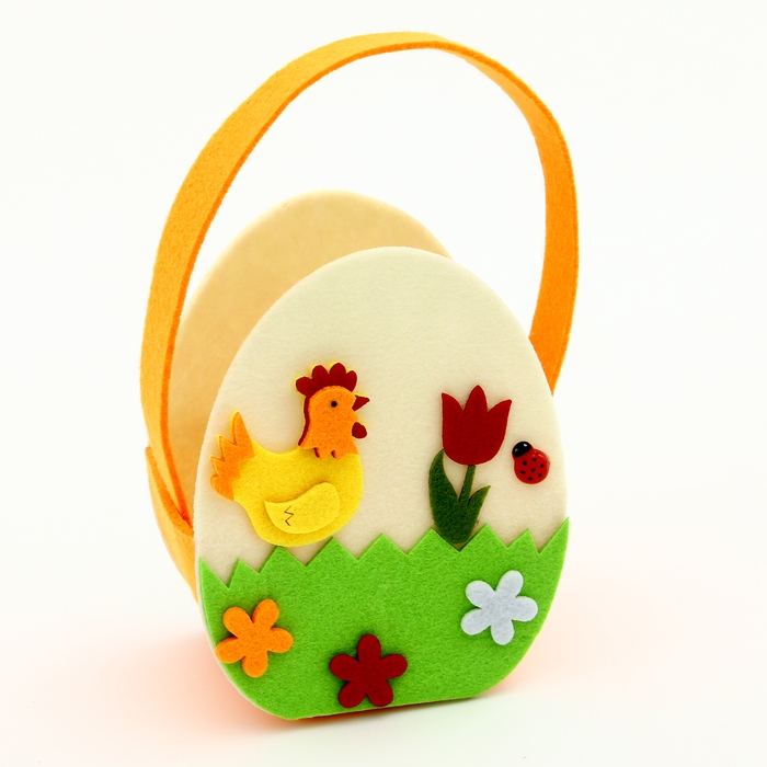 Пасхальный декор корзинка  Пасхальный декор корзинка "Петушек на лужайке" 7.5х10.5х17 см