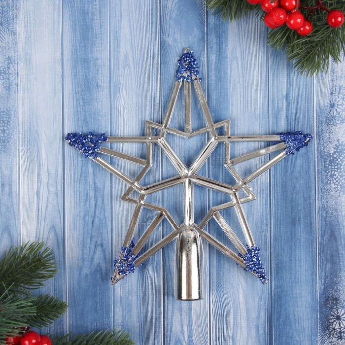 Наконечник Наконечник "Звезда геометрия" 19,5х19,5 см, серебристо-синий
