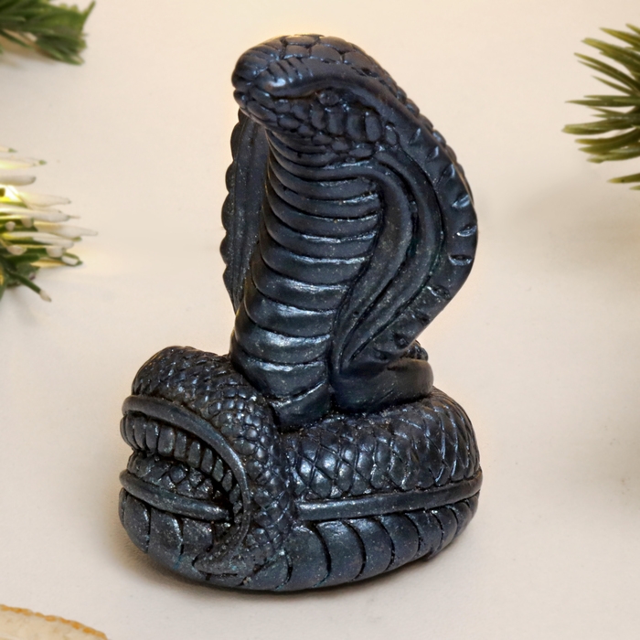 Новый год. Символ 2025. Фигура Новый год. Символ 2025. Фигура "Змея Кобра малая" синий лунный, 6х4х4см