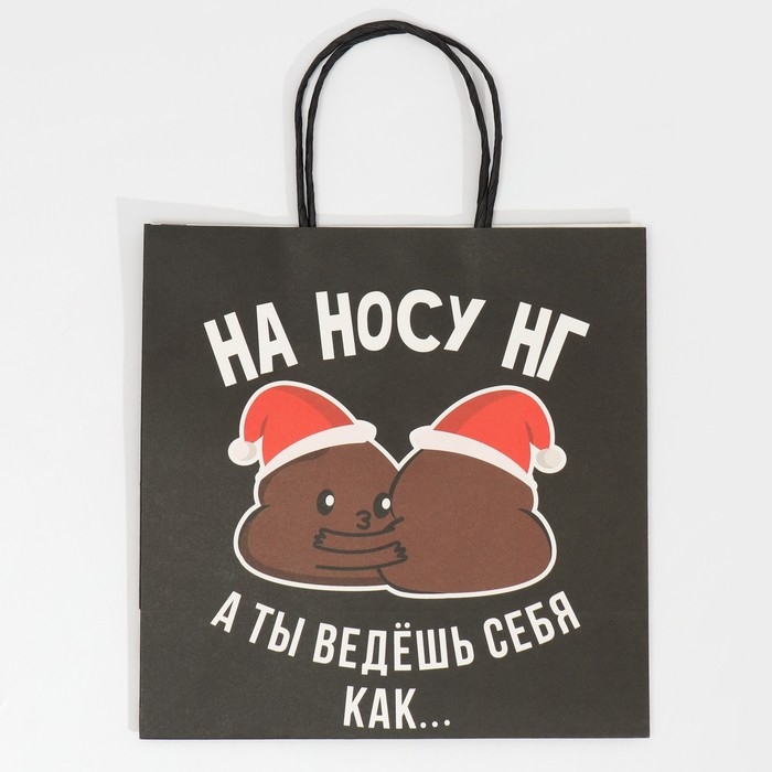 Пакет подарочный новогодний «На носу НГ», 22 х 22 х 11 см, Новый год Пакет подарочный новогодний «На носу НГ», 22 х 22 х 11 см, Новый год