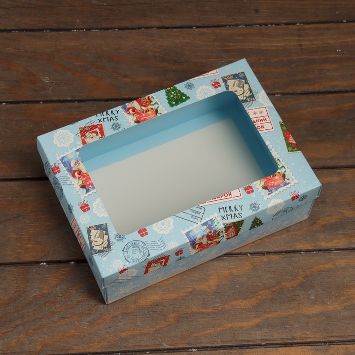 Новый год. Коробка подарочная новогодняя складная, крышка-дно, с окном Новый год. Коробка подарочная новогодняя складная, крышка-дно, с окном "Новогодний подарок " 24 х 17 х 8 см