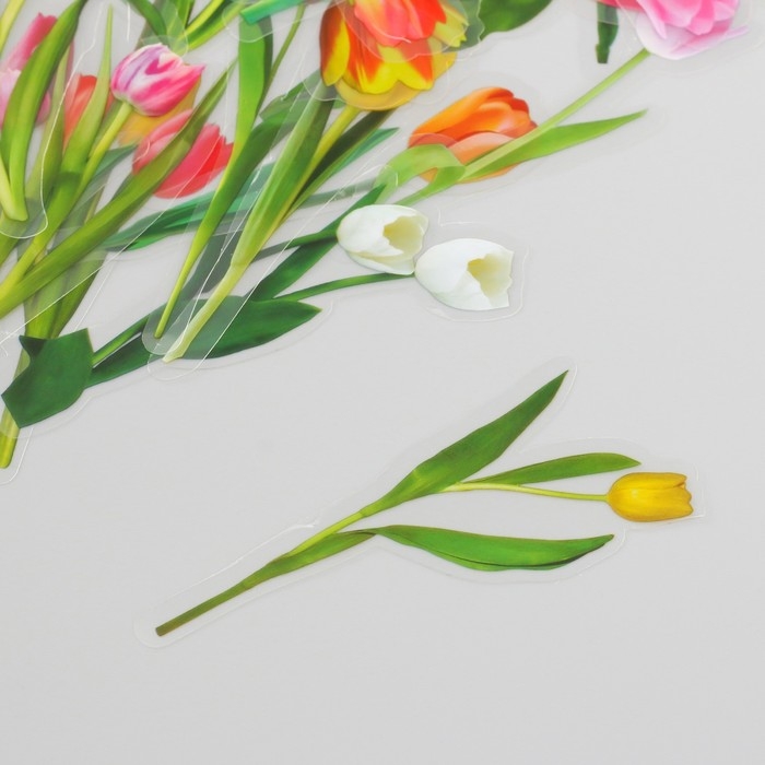 Наклейки для творчества пластик PVC Наклейки для творчества пластик PVC "Тюльпаны" набор 40 шт 9х10.5 см