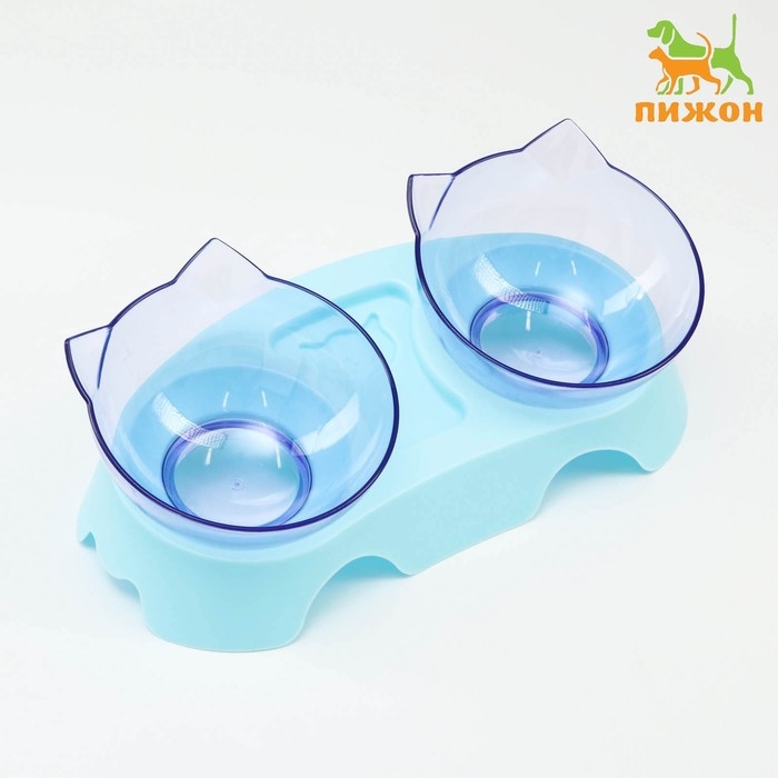 Миски пластиковые на голубой подставке 30 х 15,5 х 12 см прозрачные Миски пластиковые на голубой подставке 30 х 15,5 х 12 см прозрачные