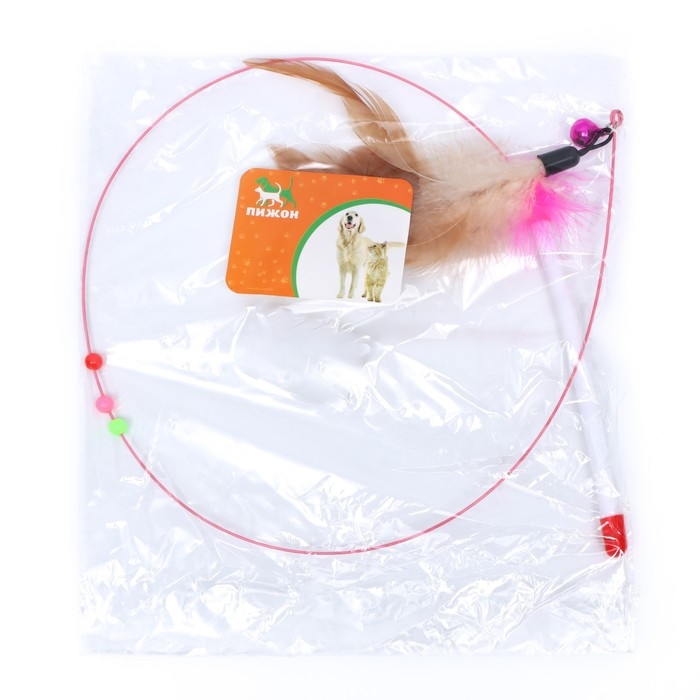 Дразнилка-удочка с перьями и стальной проволокой, 110 см Дразнилка-удочка с перьями и стальной проволокой, 110 см