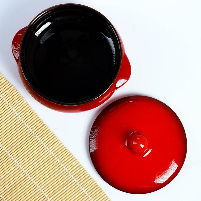 Горшок керамический для запекания  Горшок керамический для запекания "Борисовский" 0,7л / 15х9см, красный