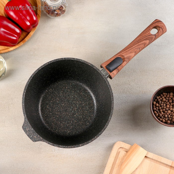 Ковш Grаnit ultrа, 2,2 л, стеклянная крышка, съёмная ручка, антипригарное покрытие, цвет чёрный Ковш Grаnit ultrа, 2,2 л, стеклянная крышка, съёмная ручка, антипригарное покрытие, цвет чёрный