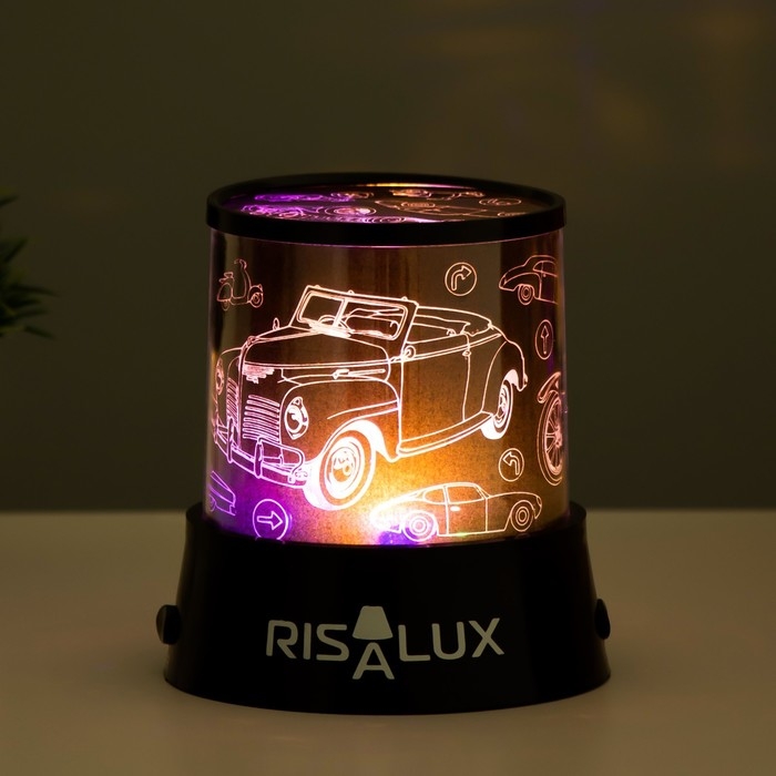 Ночник-проектор Ночник-проектор "Ретротехника" LED USB/от батареек черный 10,8х10,8х11,5 см RISALUX
