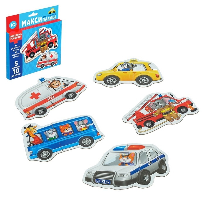 Макси пазлы «Полезные машины», 5 пазлов, 10 деталей Макси пазлы «Полезные машины», 5 пазлов, 10 деталей