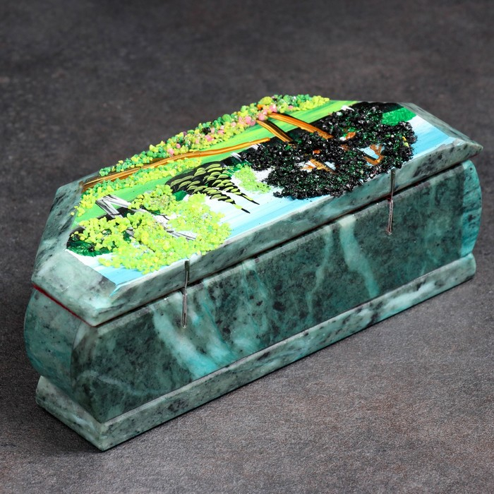 Ларец Ларец "Лето", 17х7х6, каменная крошка, змеевик