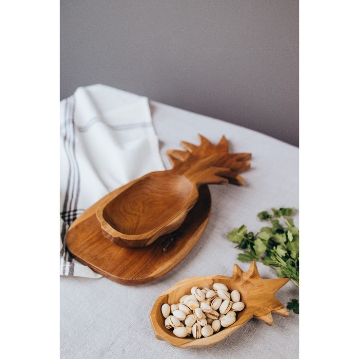 Доска разделочная "Ананас" 45х20х2 см, тиковое дерево