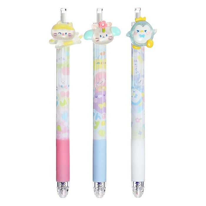 Ручка гелевая автомат Ручка гелевая автомат "Зверушки", стираемые чернила, чернила синие, МИКС