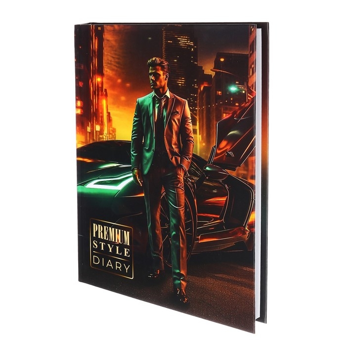 Ежедневник недатированный на сшивке, А5 160 листов, картон 7БЦ, матовая ламинация Ежедневник недатированный на сшивке, А5 160 листов, картон 7БЦ, матовая ламинация "Мужчина у авто"