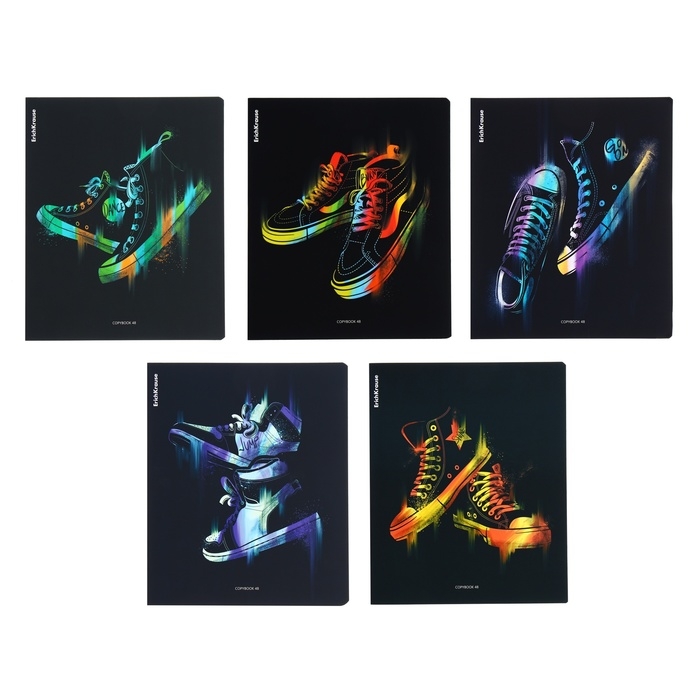 Тетрадь 48 листов в клетку, ErichKrause Sneakers, обложка мелованный картон, Soft-touch ламинация, УФ-лак, блок офсет 100% белизна, МИКС Тетрадь 48 листов в клетку, ErichKrause Sneakers, обложка мелованный картон, Soft-touch ламинация, УФ-лак, блок офсет 100% белизна, МИКС