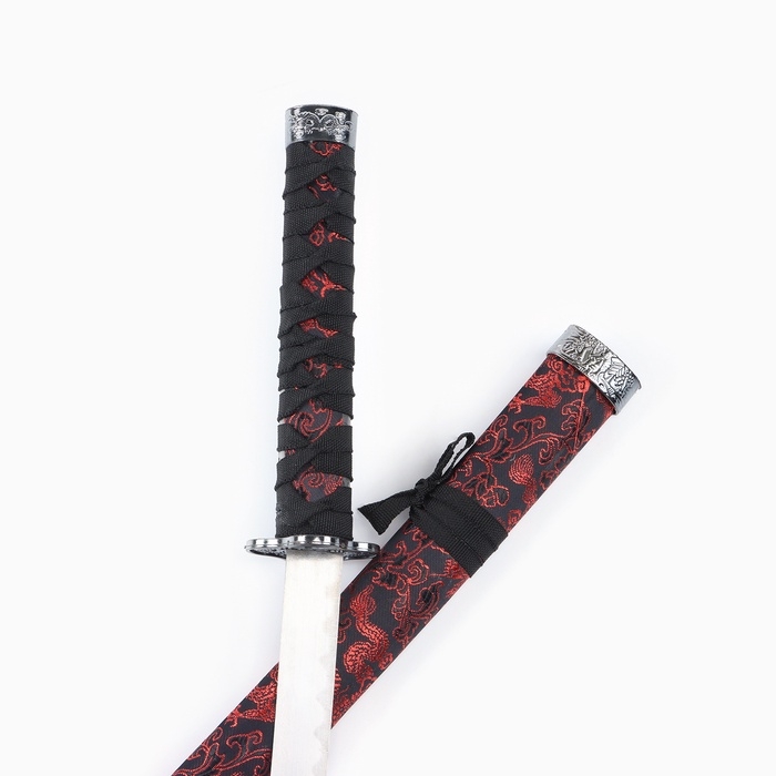 Сув. изделие катаны 2в1 на подставке, ножны кожзам,красный дракон на черном 47/70см