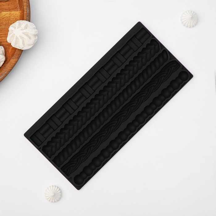 Молд Доляна «Узоры», силикон, 25,5×12,5×1 см, цвет тёмно - серый Молд Доляна «Узоры», силикон, 25,5×12,5×1 см, цвет тёмно - серый