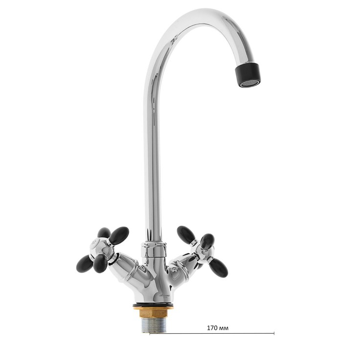 Cмеситель для кухни Accoona A4582F, двухрычажный, поворотный излив, черный/хром Cмеситель для кухни Accoona A4582F, двухрычажный, поворотный излив, черный/хром