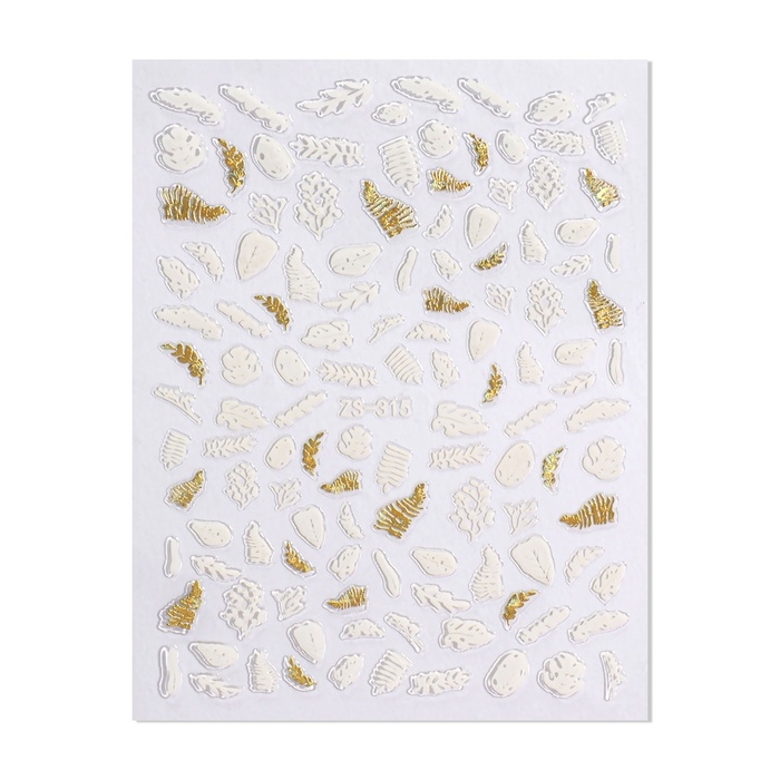 Наклейки для ногтей «Папоротник», цвет белый/золотистый Наклейки для ногтей «Папоротник», цвет белый/золотистый