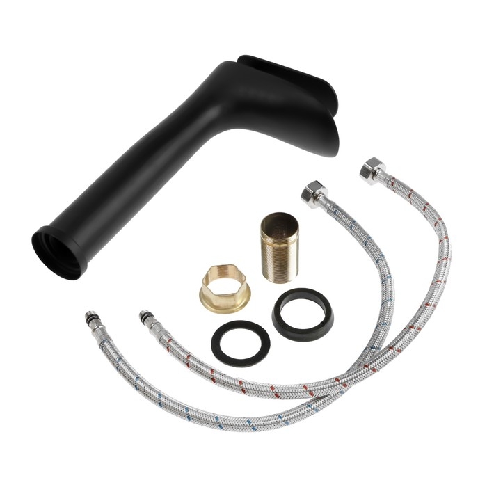 Смеситель для раковины ZEIN Z3819, однорычажный, каскадный излив высотой 22 см, черный Смеситель для раковины ZEIN Z3819, однорычажный, каскадный излив высотой 22 см, черный