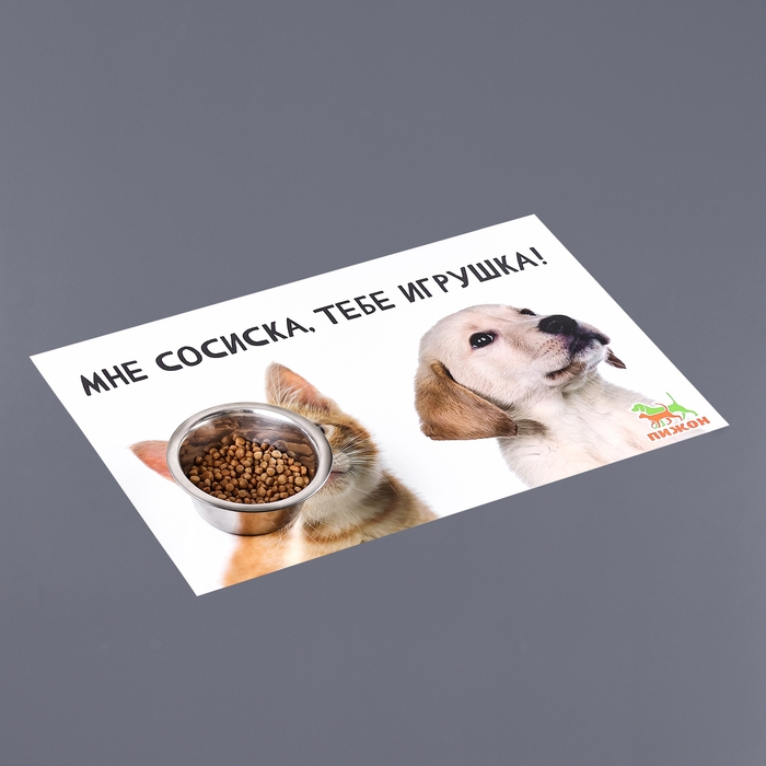 Коврик под миску  Коврик под миску "Пижон" 43 х 28 см"Мне сосиска, тебе игрушка!"