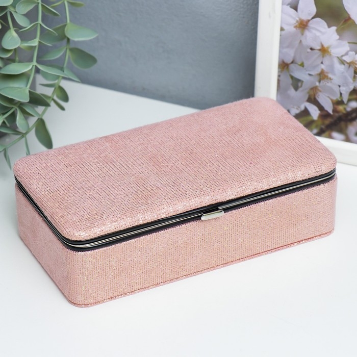 Шкатулка кожзам для украшений  Шкатулка кожзам для украшений "Мелкие квадратики. Розовый" 6х9,8х18,5 см