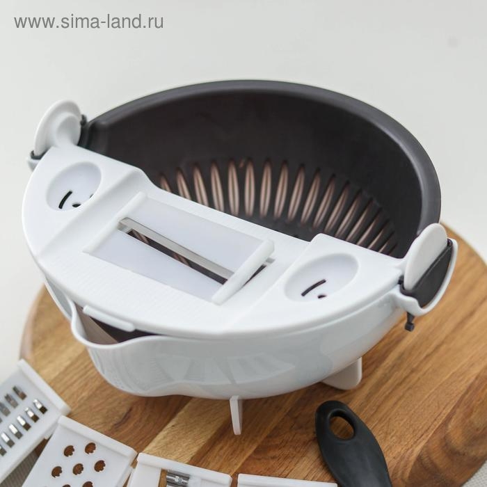 Многофункциональная овощерезка «Маджестик», со сливной корзиной, 22,3×13,5×22,5 см, цвет бело-серый Многофункциональная овощерезка «Маджестик», со сливной корзиной, 22,3×13,5×22,5 см, цвет бело-серый