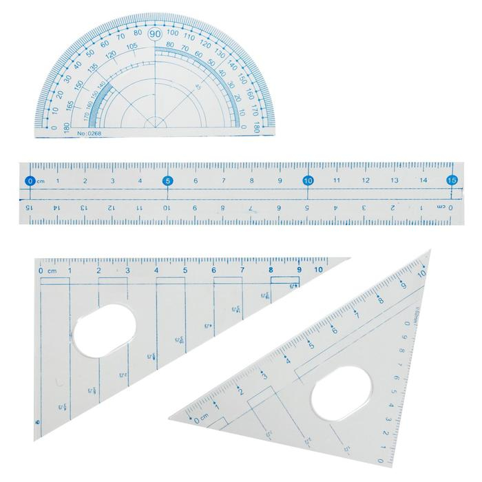 Набор чертежный 9 предметов (2 циркуля - 130 мм, грифель, точилка, рейсфедер, линейка, транспортир, 2 угольника), в пластиковом пенале Набор чертежный 9 предметов (2 циркуля - 130 мм, грифель, точилка, рейсфедер, линейка, транспортир, 2 угольника), в пластиковом пенале