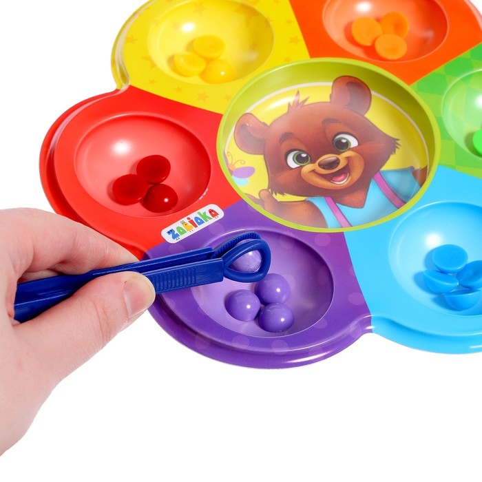 Сортер «Мишкины конфетки», по методике Монтессори, 6 цветов, с пинцетом, 3+ Сортер «Мишкины конфетки», по методике Монтессори, 6 цветов, с пинцетом, 3+