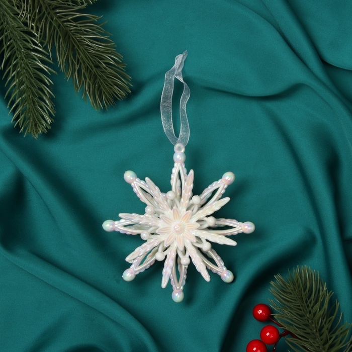 Украшение ёлочное Украшение ёлочное "Звезда объемная" 10х10 см, белый перелив