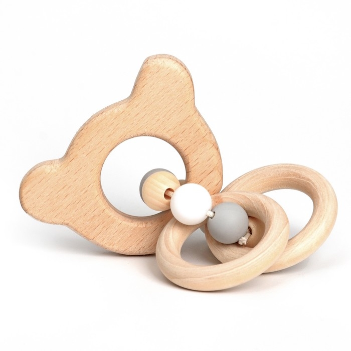 Прорезыватель деревянный для зубов «Мишка», с силиконовыми элементами, Крошка Я Прорезыватель деревянный для зубов «Мишка», с силиконовыми элементами, Крошка Я