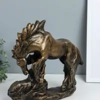 Фигура "Лошадь с жеребёнком" 30х30х12 см, чёрное золото