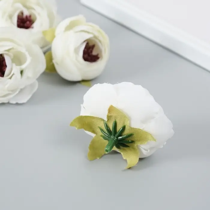 Бутон на ножке для декорирования "Пион Шарм" белоснежный 3,5х3,5 см