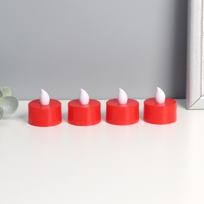 Светодиодные свечи, ночники LED RISALUX «Сделаем светлее» набор 4 шт., красные, RGB, 3.5×3.5×4 см
