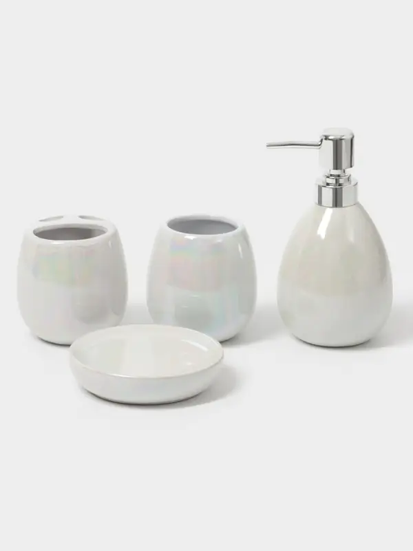 Аксессуары для ванной Pearl, 4 предмета: мыльница, дозатор для мыла 400 мл, 2 стакана