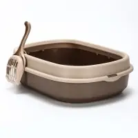 Лоток для кошек &laquo;Фур-Мур&raquo;, 48&times;35.5 см, с бортом и совком, покрытие софт-тач, цвет капучино