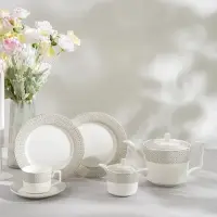 Чайный сервиз WY Eternal, 20 предметов, чайник 1 л, 6 кружек 250 мл, 6 блюдец, 6 тарелок пирожковых, фарфор