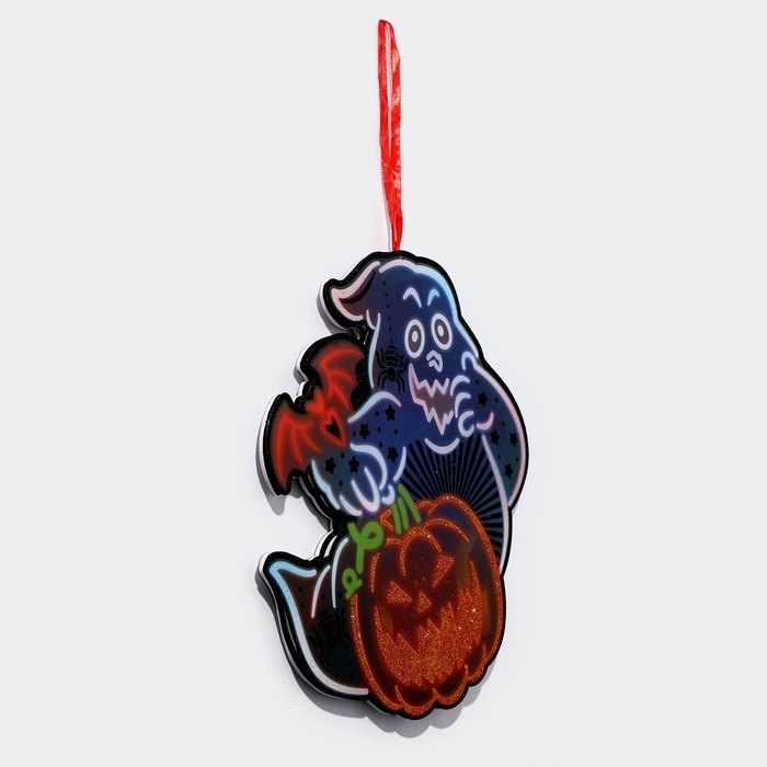 Декоративное светящиеся украшение (подвеска) Декоративное светящиеся украшение (подвеска) "Привидение и тыква" 30,5х29,5 см