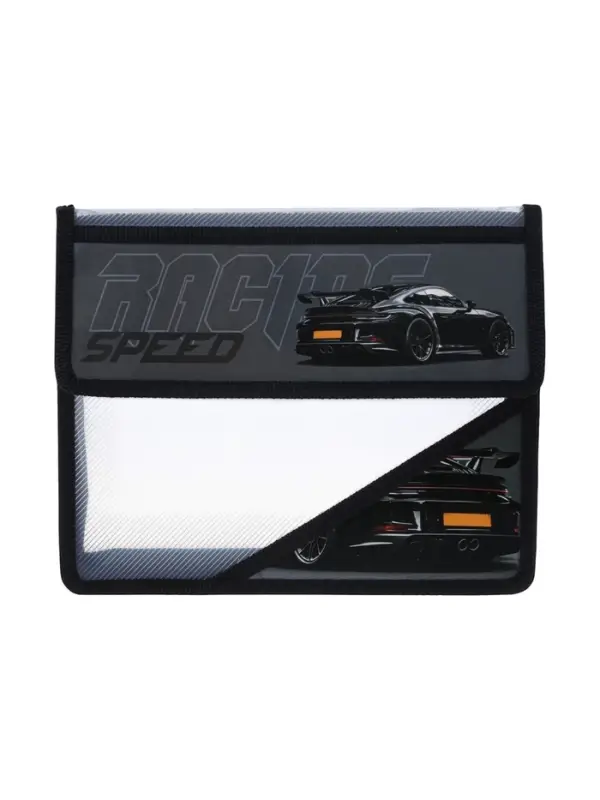 Папка д/тетрадей А5 клапан на липучке пластик "Черная тачка", 1 отделение 230*190*50