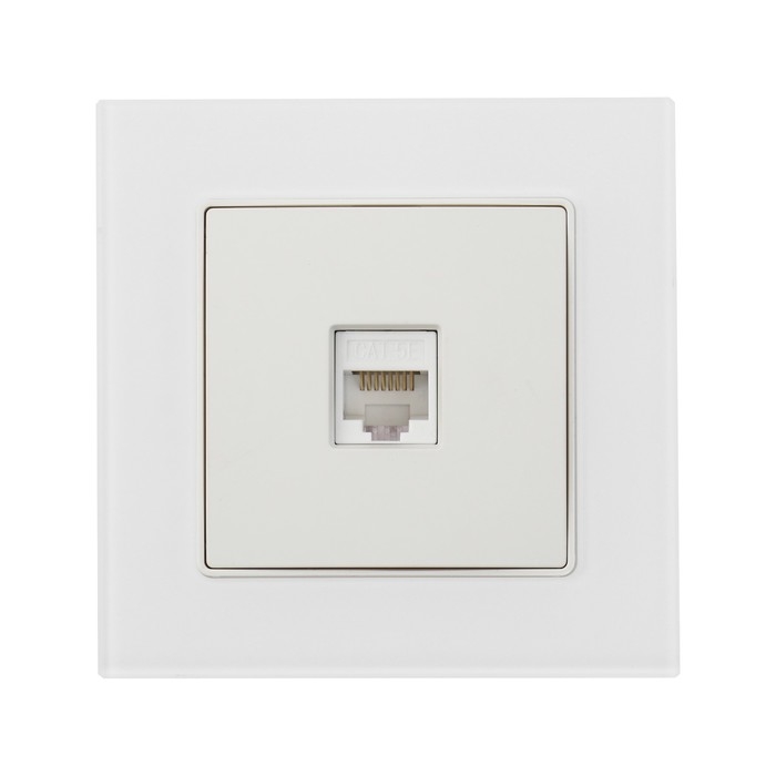 Розетка компьютерная одноместная TOT Matte Glass, скрытая, стекло, белая