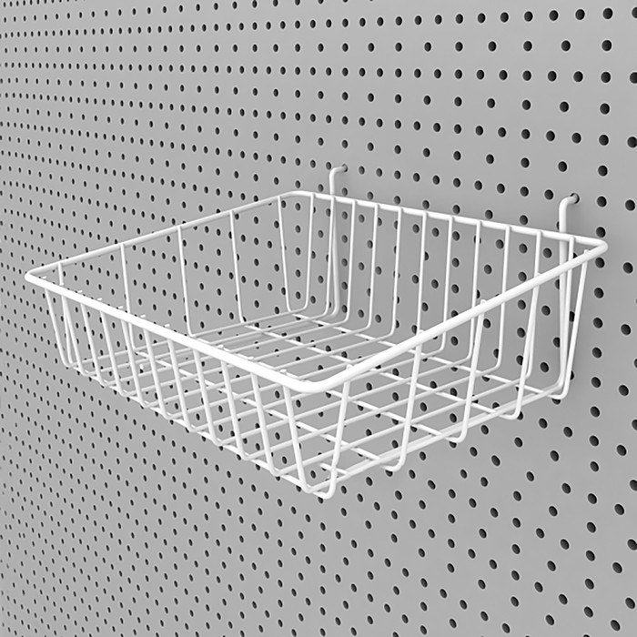 Корзина-полка сетчатая для перфорированной панели ДСП, 300×250×100 мм, цвет белый