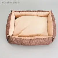 Лежанка, 54&times;42&times;11 см, с двусторонней подушкой, под замшу, мебельная ткань, цвет МИКС