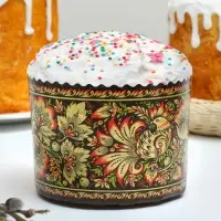Форма бумажная для кулича Деко-про «Хохлома», 13.4×10 см, МИКС