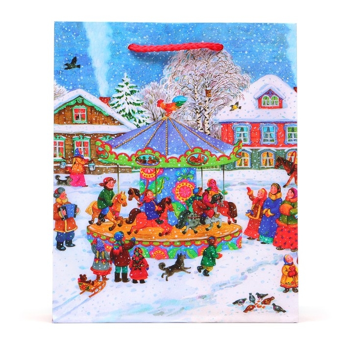 Новый год. Пакет подарочный Новый год. Пакет подарочный "Карусель", 18 х 22,3 х 10 см.