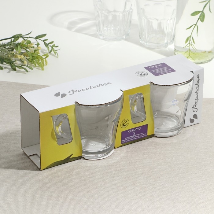 Набор кружек стеклянный «Крома», 260 мл, 2 шт Набор кружек стеклянный «Крома», 260 мл, 2 шт