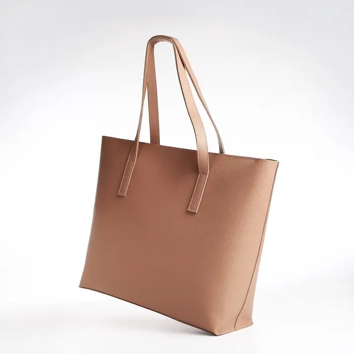 Сумка-шопер женская TEXTURA на молнии, размер 34&times;11&times;31 см, однотонная, бежевая